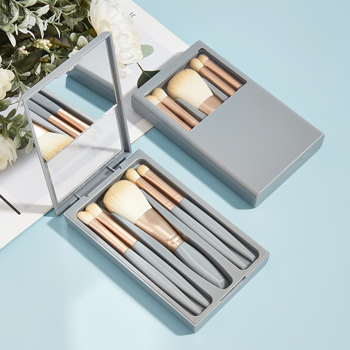 Makeup Brushes Travel Set With Mirror - Beauty And Glam Corner